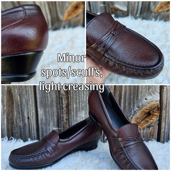 Burgundy Leather Loafer SAS Easier Size 8.5 S Tripad Comfort Red Moccasins EUC - Picture 9 of 13